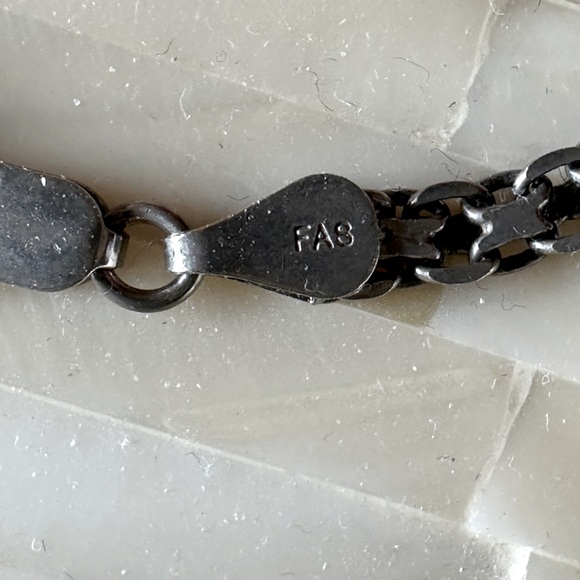 16” 925 Italy stamped Sterling Silver Bismarck Chain Necklace - Picture 5 of 8